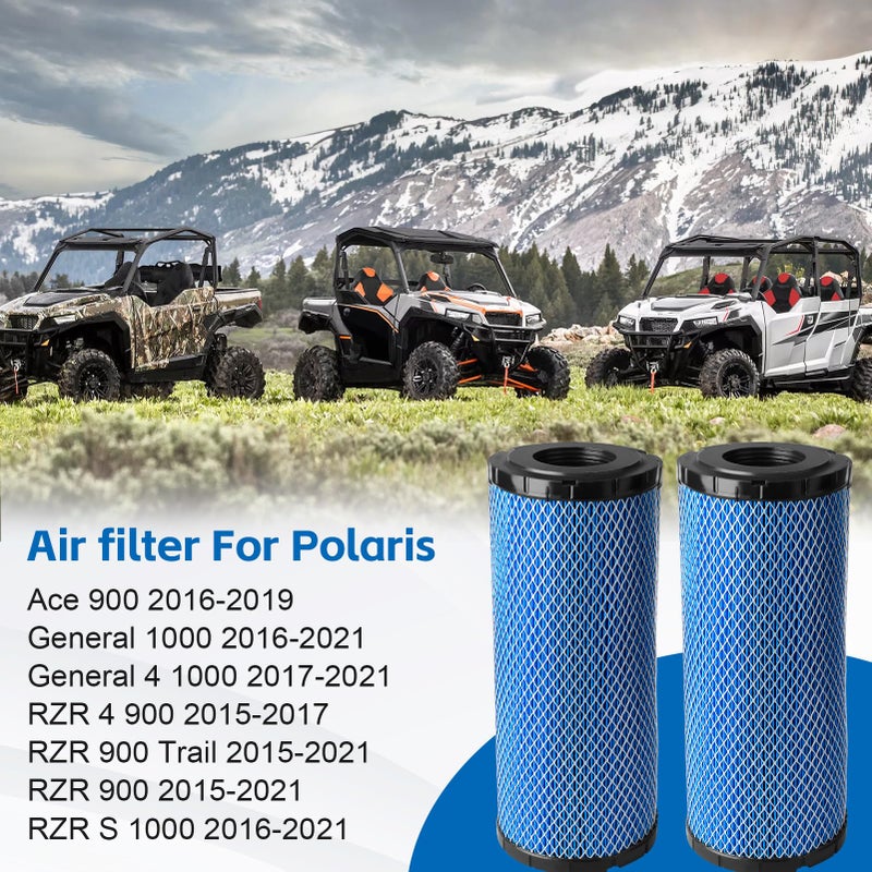 LOCOPOW 2PC 7081937 7082115 Air Filter Part for Polaris RZR 900 RZR S 1000 ACE 900 General 4 1000 2015 2016 2017 2018 2019 2020 - Image 2